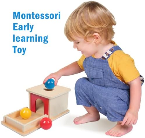 Adena Montessori Object Permanence Box, 3 Wooden Balls, Primary Colors - Image 3