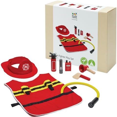 PlanToys® Firefighter Play Set with Pretend Rescue Kit, Helmet & Jacket by PlanToys
