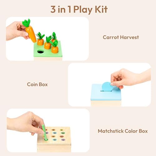 Woodtoe Montessori Toys for 1+ Year Old, Wooden Baby Learning Toys, Object Permanence Box, Color Sorting Sensory Toy, Fine Motor Skills Game, Educational Birthday Toys for Boy Girl 1 2 3 Year Old - Image 3