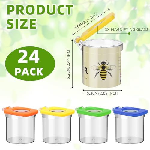 Halloscume 24 Pcs Insect Bug Viewer for Kids Magnifying Insect Box Bug Catcher Magnifier Container Critter Collection Kit Insect Cage Jar for Children Science Nature Exploration Tool - Image 2