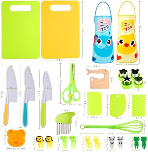 Kids Montessori Cooking Kitchen Toys and Toddler Knife Set - 30 Pcs Knifes for Real Cooking and Baking Accessories ,Toddlers Kitchen Tools Ages 3-10 Kids Birthday (30 PCS) - Image 2