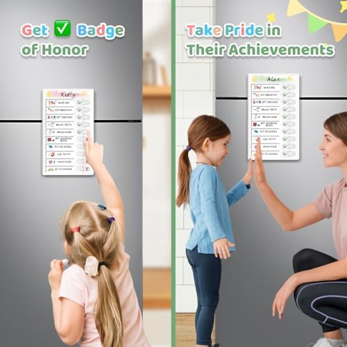 Upgraded Slider Dry Erase Chore Chart for Kids Multiple Kids, Whiteboard Magnetic Morning/Bedtime Routine Chart for Kid Toddlers Teens Adult, Visual Schedule for Kid with Autism - Image 4