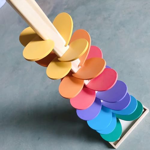 Rainbow Wooden Marble Run Tree, Musical Ball Drop Toy with Colorful Leaves - Image 2