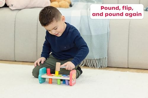 Jasey's Toy Chest Tap & Learn Wooden Hammer Bench for Kids | Pounding Toy with Mallet & Colorful Pegs | Montessori Fine Motor Skill Toy for Toddlers Ages 12+ Months - Image 2