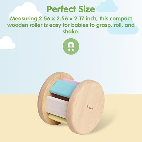PlanToys® Pastel Wooden Roller Toy for Babies 6+ Months Sensory Rattle Gift - Image 2