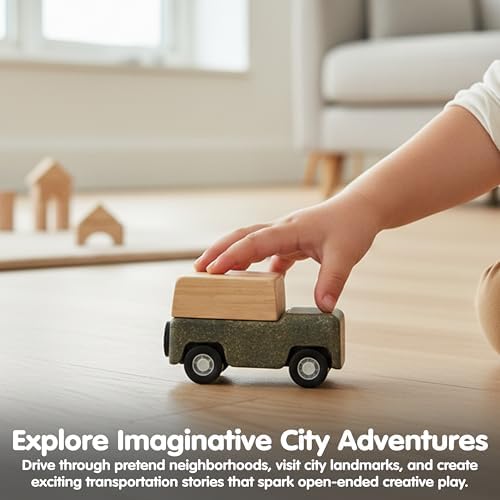PlanToys® Grey Wagon Wooden Montessori Pull Along Toy for Kids Active Play - Image 5
