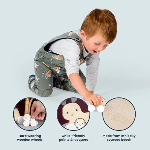 Bigjigs Toys FSC® Certified Bunny & Baby Pull Along Toy - Eco-Friendly Rabbit Pull Along with Cord & Baby Bunny Push-Along, Quality Pull Along Toys for 1 Year Olds, Wooden Baby Toys - Image 5