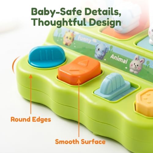 Montessori Interactive Pop-Up Animal Toy, Cause & Effect Learning Toy with 4 Switches, Surprise Animal Sensory Play for Baby Boys & Girls 6–18 Months - Image 6