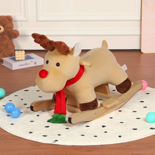 Kids Rocking Horse Ride-On Animal Rocker Toy for Child 1-3 Years Apricot - Image 5
