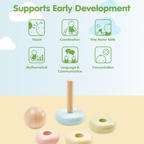 PlanToys® First Stacking Ring Wooden Montessori Baby Toddler Learning Toy - Image 4