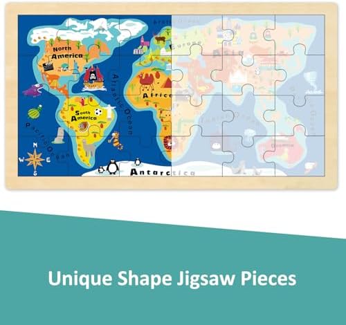 World Map Jigsaw Puzzle for Kids Ages 4-6, 24 Piece - Image 2