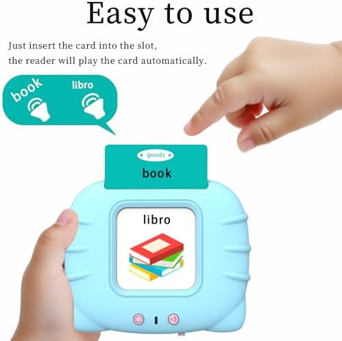 Startcan Spanish & English Talking Flash Cards for Boys 3-6, Audible Toys with Music to Learn Numbers 0-100, Letters, Phrases and More Spanish and English Vocabulary - 278 Cards and 556 Words(Blue) - Image 2