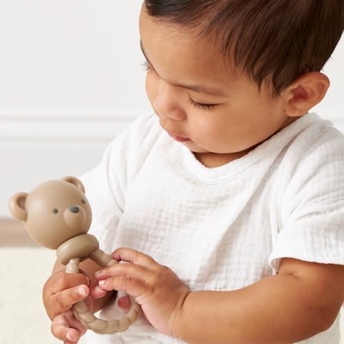 Itzy Ritzy Silicone Rattle Toy, Teething Toy with Soft Jingle Sound (Bear) - Image 2