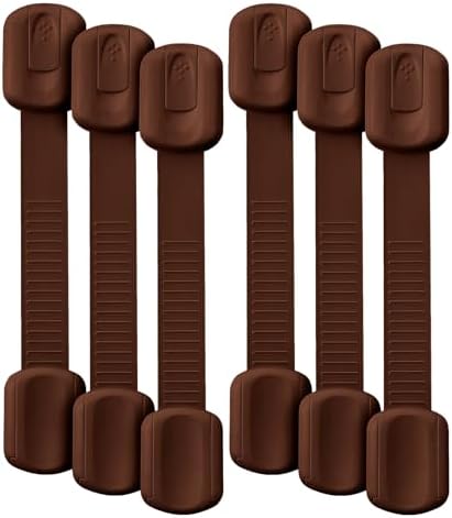 Bates- Child Safety Strap Locks, 6 Pack, Brown, Baby Cabinet Locks by BatesChoice