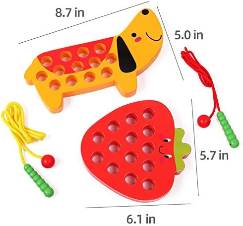 Wooden Lacing Threading Toys Fine Motor Skill Toys for 3 Year Old - Image 5