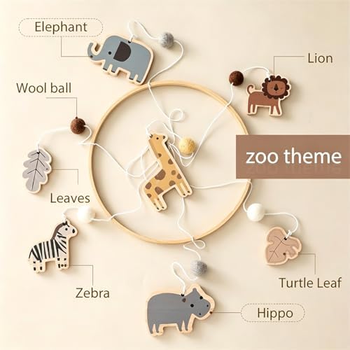 Wooden Bed Bell Crib Mobile with Music Box – Soft Felt Cartoon Bear Hanging Rattle Toy for Nursery Decor, Handcrafted Montessori-Inspired Crib Mobile (Animals) - Image 4