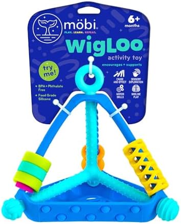 Mobi Wigloo Activity Toy - Sensory Activities for Toddlers and Kids, Teething Toy Made with Food Grade Silicone, BPA and Phthalate Free - Babies 6-12 Months and Up, Pack of 1 by M%C3%B6bi
