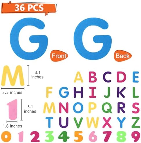 BXI 36 Pcs Alphabets Numbers & Letters Felt Board Story Pieces Set for Toddlers, Preschool & Kindergarten, Precut Felt Figures for Preschool Crafts Activity Early Learning Storytelling - Image 2