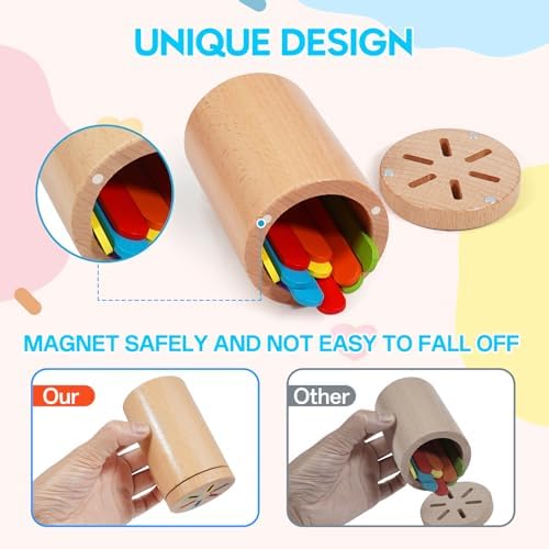 Montessori Toys for Toddler, Fine Motor Skills Toys Wooden Color Sorting Stacking Toy for Boys Girls Educational Gift for Kids Birthday - Image 3
