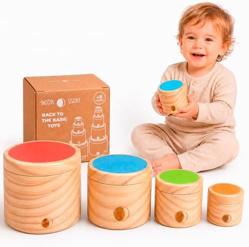 Wooden Stacking Cups for Toddlers 1-3 – Montessori Baby Toy for Sorting, Nesting & Stacking, Natural Wood Learning Toy for Fine Motor Skills by playtogethergrowtogether