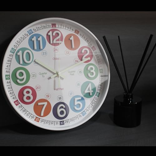 Learning Time Clock for Kids, 12 Inch 3D White Luminous Silent Wall Clock, Bedroom, Kitchen, Classroom, Decor at School, Clear Digital Clock for Kids Room - Image 7