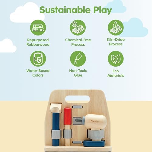 PlanToys® Wooden Handy Carpenter Set Montessori Practical Life Kids Play - Image 3