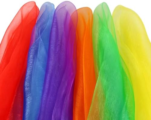 Midelong 6 Pcs Square Dance Scarves, 24 Inch Juggling Scarves for Magic Trick & Performance, 6 Colors - Image 6