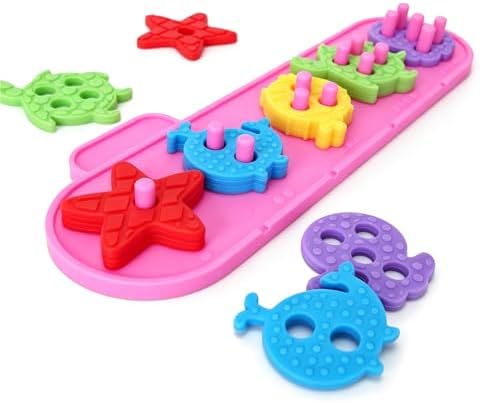 Montessori Toys for 1+ Year Old, Silicone Baby Stacking Shape Color Sorting Toys for Toddlers 1-3, Preschool Learning Activities Toddler Games, 1 2 3 Year Old Girls Boys Birthday Gifts by TinyHugs