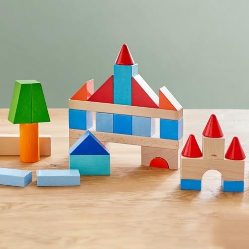 HABA Colored Wooden Building Blocks - 46 Piece Set of Wooden Toys, Stacking Toys for Toddlers 1-3 for Open Ended STEM Play, Made in Germany - Image 3