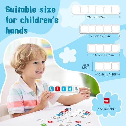 Magnetic Letter Tiles, Phonics Spelling Games Speech Therapy Phonemic Awareness Alphabet Fridge Magnets Learn to Read Science Reading Manipulative Elkonin Box Preschool Kindergarten Classroom - Image 4