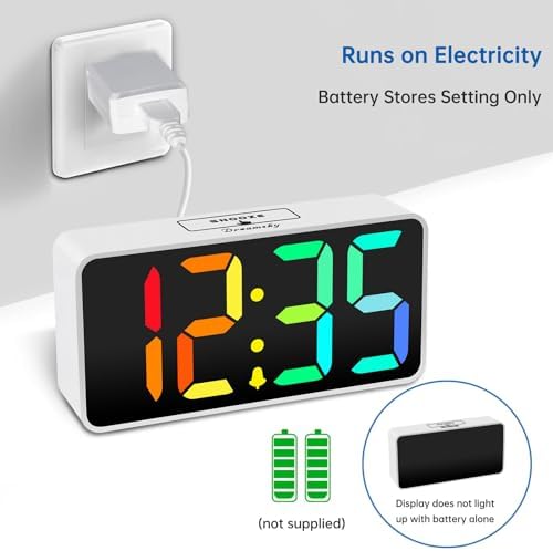 DreamSky Small Digital Alarm Clock for Bedroom, RGB Desk Clock for Kid Girl - Image 2