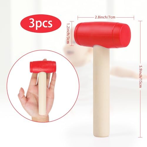 3pcs Toy Hammer Simulation Wooden Hammers Plastic Toddler Hammer SmallPortable Kids Maintenance Tools Toys Pretend Fake Mallet Hammers for Boys Girls - Image 3