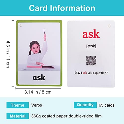 Lilias Verbs Flash Cards, Toddler Learning Toys, Preschool Learning Toys, Homeschool Supplies, Learning Supplies for Kindergarten, 4.3 X 3.14 Inch, 65 Cards in Set - Image 2