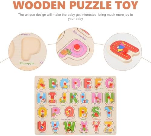 Alphabet Puzzle Wooden Puzzles for Toddlers 3+ Year Old, ABC Puzzle Shape Alphabet Learning Puzzles Toys with Puzzle Board & Letter Blocks, Preschool Education Kit for Girls and Boys - Image 2