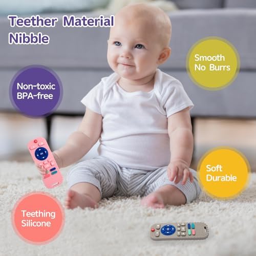 Hooku 2 Pack Silicone Teething Toys for Babies 0-6 Months, Teethers for Babies 6-12 Months, Remote Teether for Baby, Sensory Toys for Babies, Baby Chew Toys - Image 3
