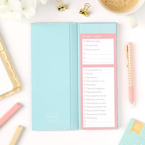 Passionate Penny Pincher Planner Daily Chore List Notebook | Blue Plaid Design | Undated 3-Month Supply | Planner 2026 for Tasks & Routines | 90 Perforated Pages | Matte Lamination Finish | 3.5” x 9” - Image 2