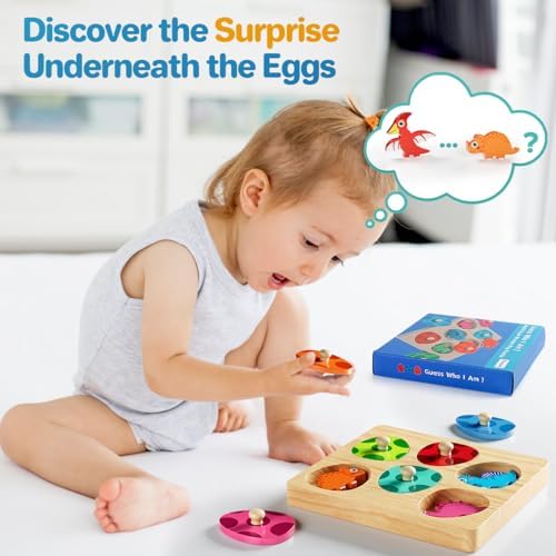 Montessori Toys for 1 Year Old Boys Girls Gifts: Wooden Shape Sorter & Color Match Baby Puzzles 12-18 Months - Dinosaur Matching Eggs Peg Puzzle for 1 2 Year Old Toddler Learning Activities - Image 2