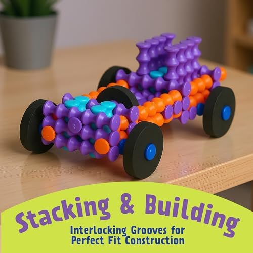 POPULAR PLAYTHINGS Playstix Vehicle Set, 130 Piece, Building Sticks Kit - Image 2