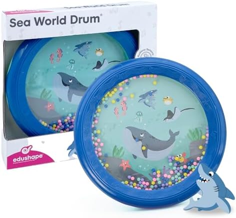 Edushape Sea World Drum for Baby - Set of 1 Ocean Baby Drum Toy for Toddlers 1-3 - Small Drums Musical Toy for Babies 1 Year Old and Up, Soothing Sounds, Fun Tummy Time and Sensory Development by EdushapeShapingChildDevelopmentSince1983