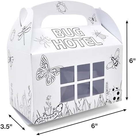 Gift Boutique Bug Hotel Craft Kit for Kids 24 Pack, Color Your Own Cardboard Insect Catcher Boxes for Critter Collection Party Favors Kid School - Image 2