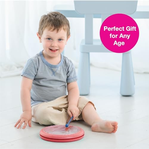 Edushape Classic Flat Drum for Baby with Easy-Grip Mallet - Set of 1 Red Color Baby Drum Toy for Toddlers, 2-Year Old and Up - Small Drums Musical Toy for Babies, Fun Tummy Time, Sensory Development - Image 6