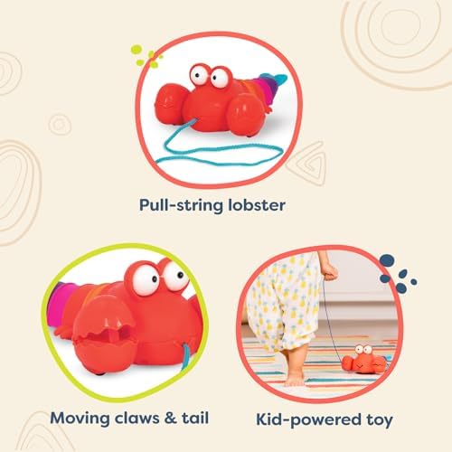 B. toys Pull Along Lobster, Waggle-A-Longs Pinchy Pat Walking Toy, Activity - Image 5