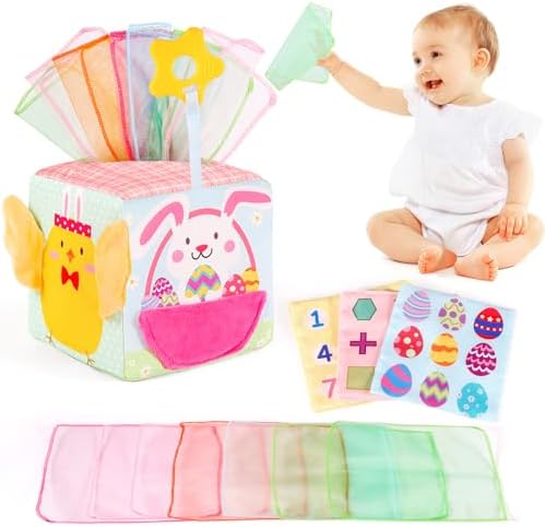 Easter Baby Toys Montessori Toys Baby Tissue Box Toy for Babies 3 6 9 Months, Easter Gifts, Easter Basket Stuffers for Babies by Melonegg