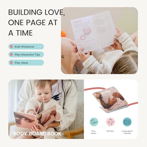 Tiny Land Montessori Toy Set for Babies 7-9 Months Senser Play Kit - 5-in-1 Wooden Learning Toys with Object Permanence Box, Sensory Ball, Stacking Cups and Mirror Puzzle,Body Board Book - Image 5