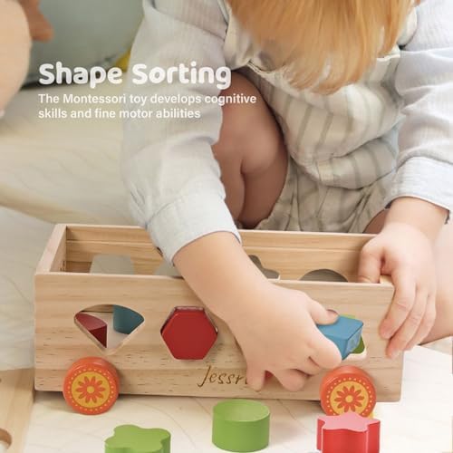 Shape Sorter - Wooden Xylophone and Montessori Number Puzzle Set for Babies - Educational Sorting Game with Storage Car for Toddlers - Image 4