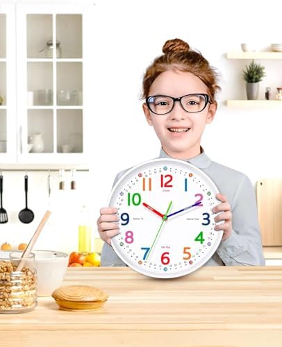 Silent Kids Wall Clock – Non-Ticking, Battery-Powered, Ideal for Teaching Time and Stylish Décor in Any Room - 14 Inch - Image 3