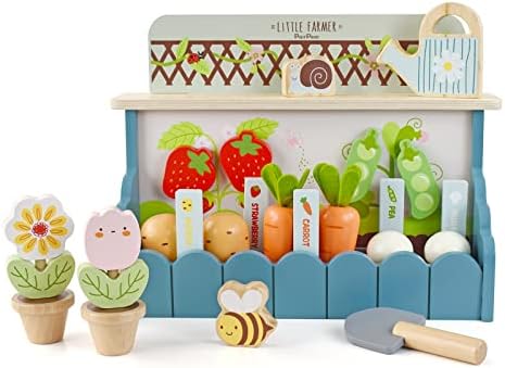 PairPear Wooden Play Food Garden Set Montessori Educational Toys for Kids by PairPear