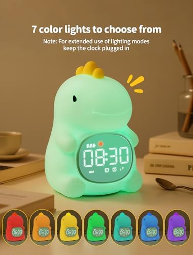 MASHI Dinosaur Kids Alarm Clock with Time to Wake Sleep Trainer White Noise - Image 5