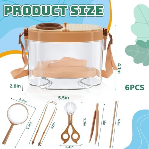 36 Pcs Bug Catcher for Kids, Bug Catching Kit with Insect Transfer, Tweezers, Magnifying Glasses, Sticks, Observation Cages, Shoulder Straps for Kids Gift(Beige) - Image 2