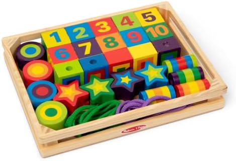 Melissa & Doug Deluxe Wooden Lacing Beads - Educational Activity with 27 Beads and 2 Laces - Image 4